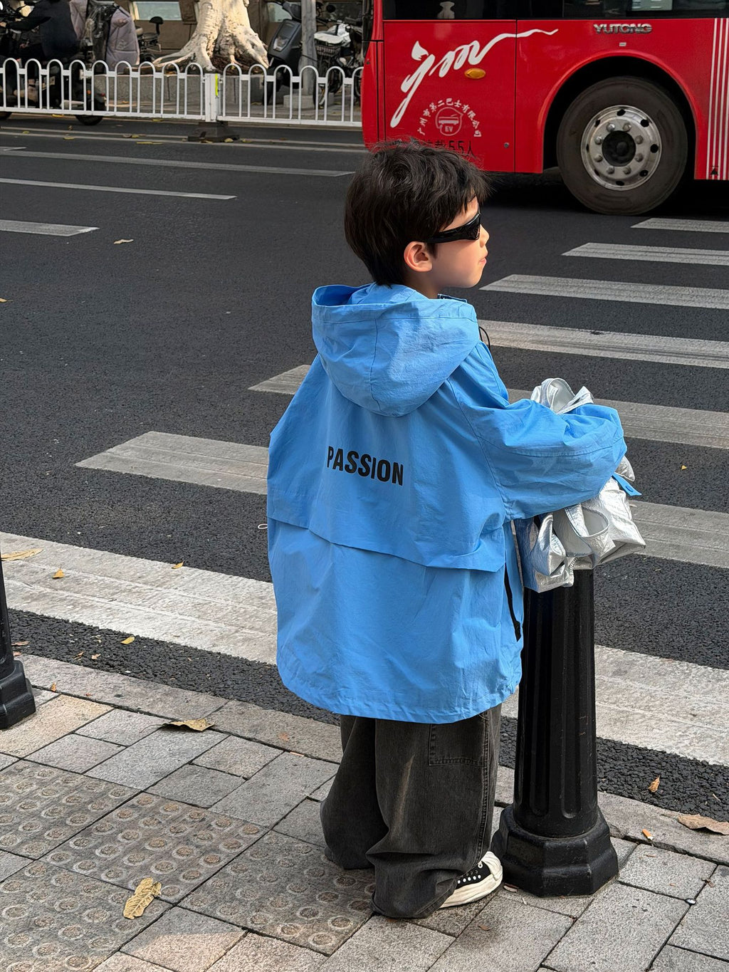 【90-160cm】休閒防風戶外衝鋒衣連帽外套