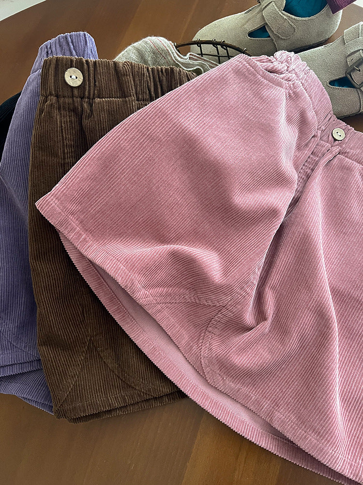 【現貨 90cm】柔軟坑條棉燈芯絨半身裙