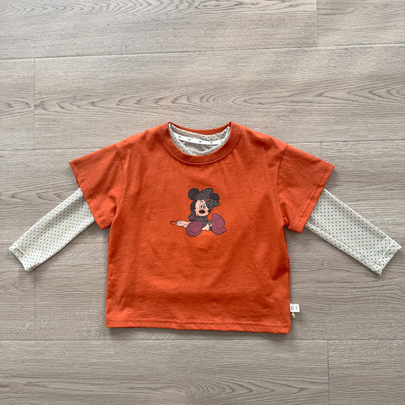 【90-140cm】米妮可愛真兩件上衣 | 破洞牛仔褲