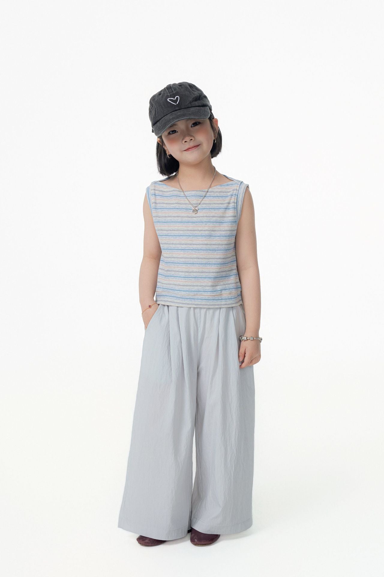 【90-150cm / M.L】【親子裝】日系一字領條紋背心