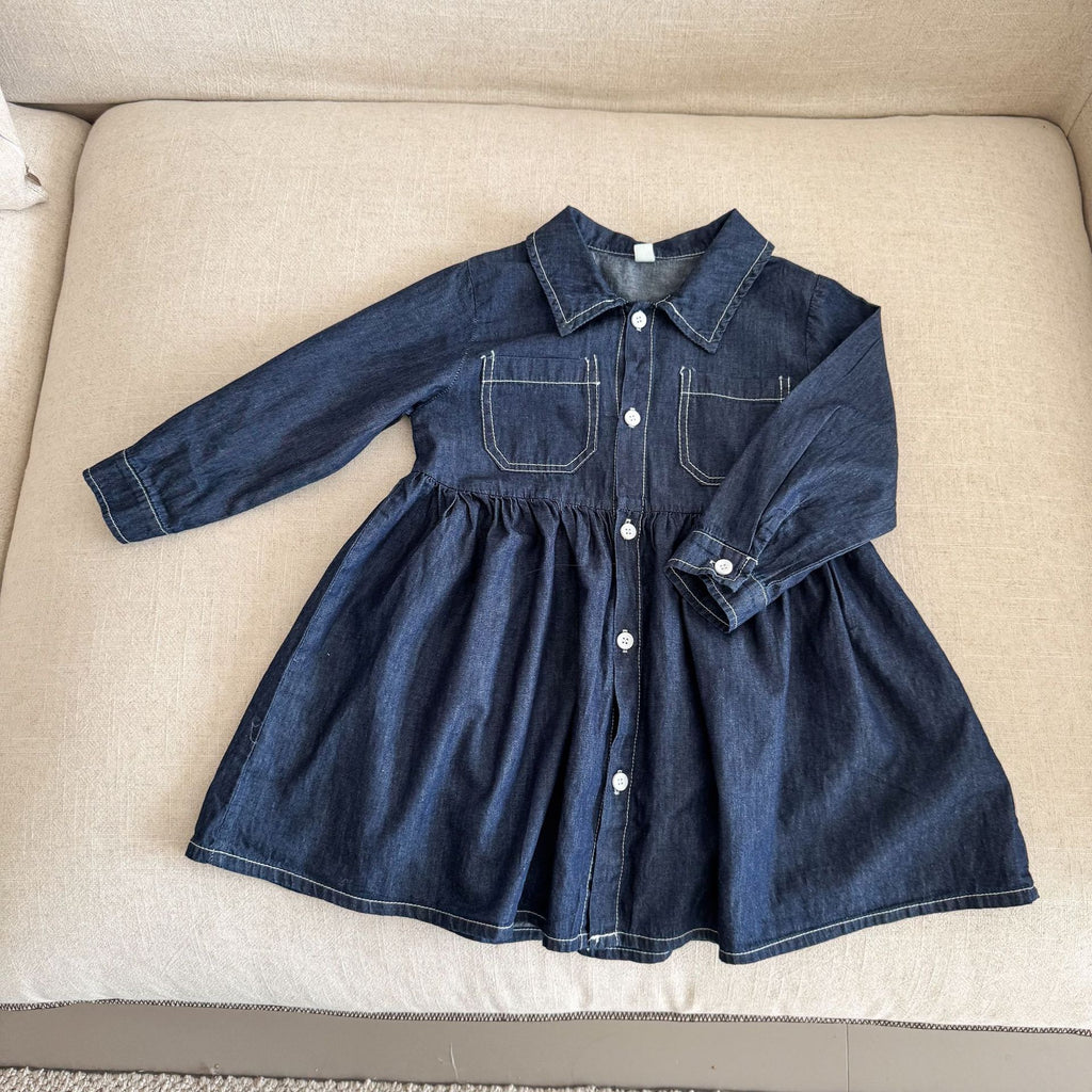 【80-150cm】牛仔連衣裙 | 牛仔襯衫外套
