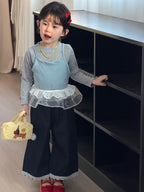 【90-140cm】韓版打底衫吊帶套裝