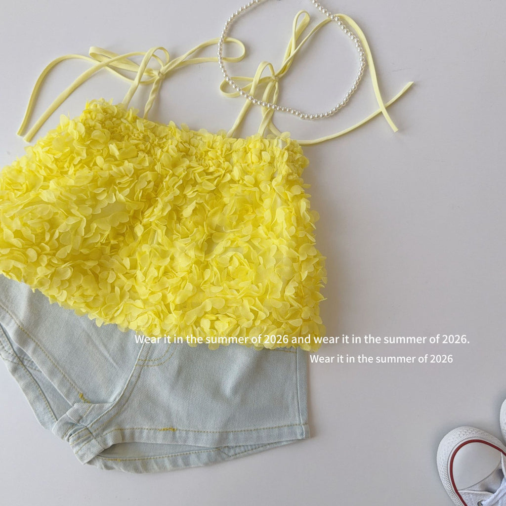 【90-150cm】韓版立體花朵背心