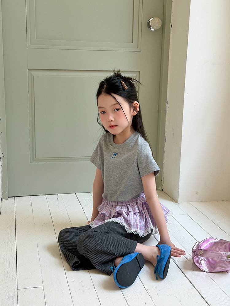 【100-170cm】精緻點睛刺繡蝴蝶結T