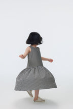 【90-150cm / M.L】【親子裝】日系大小格子拼接無袖連身裙
