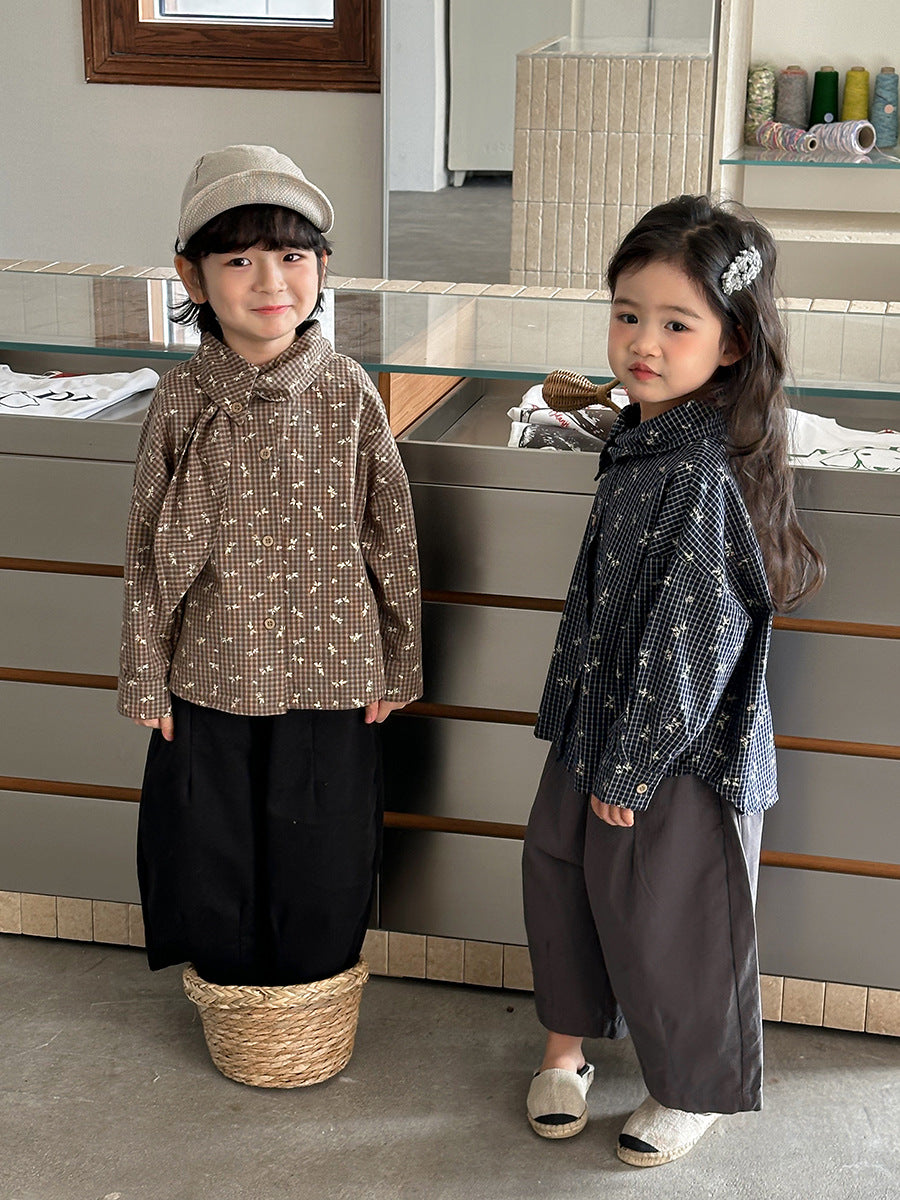【80-140cm】簡約棉布寬鬆八分直筒褲
