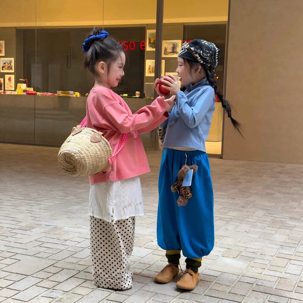 【90-140cm】米奇休閒T | 波點寬鬆闊腿褲