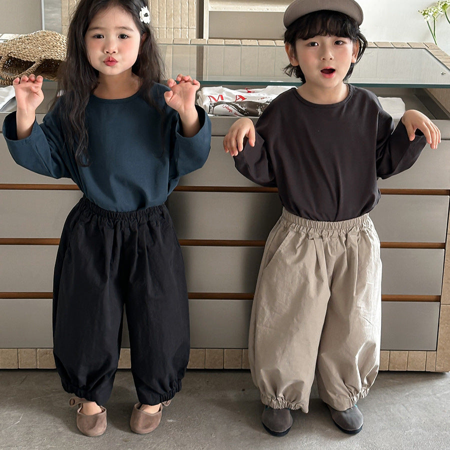 【80-140cm】棉布九分束腳褲