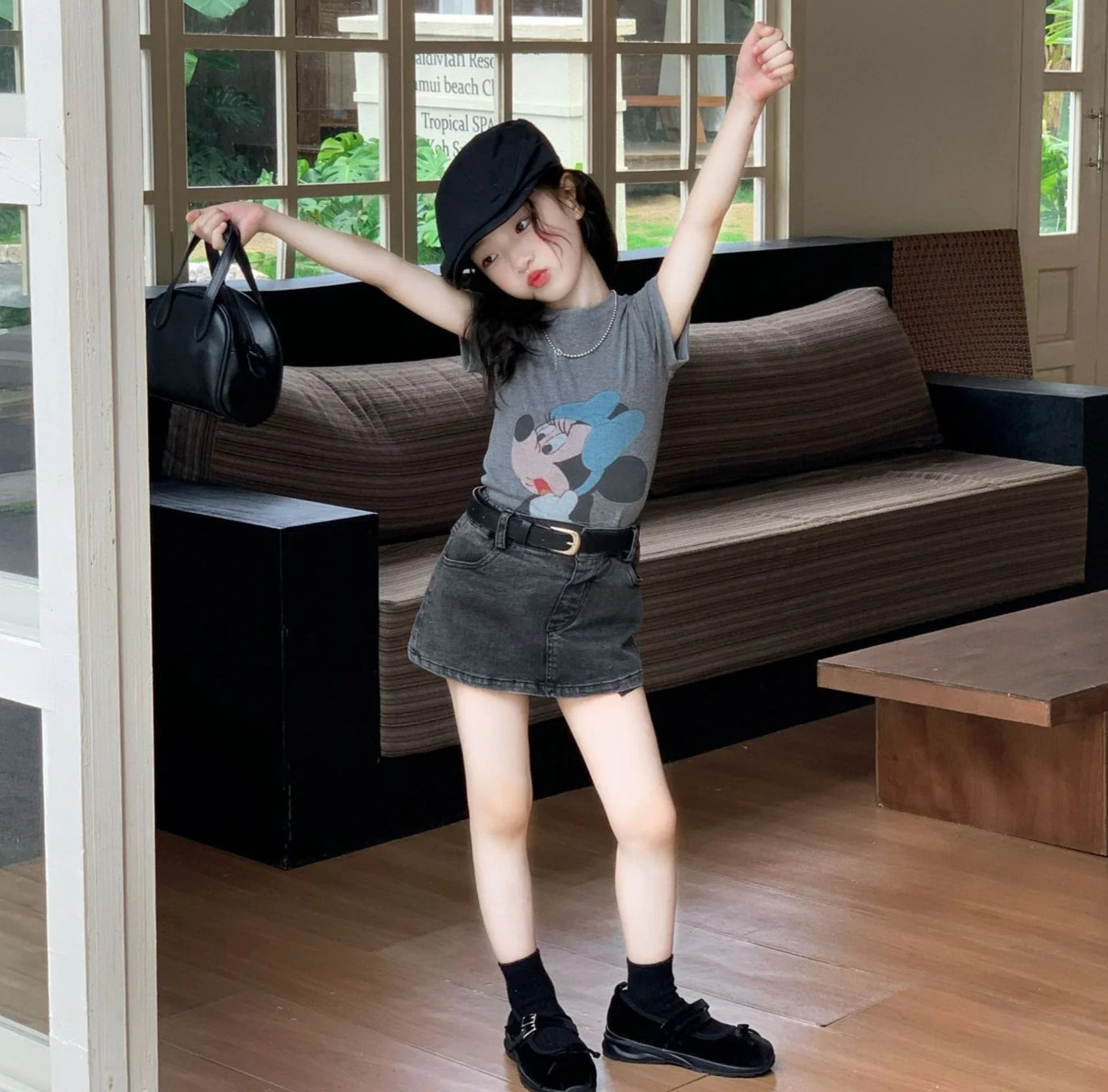 【90-150cm】韓版米妮印花T | 復古辣妹包臀裙