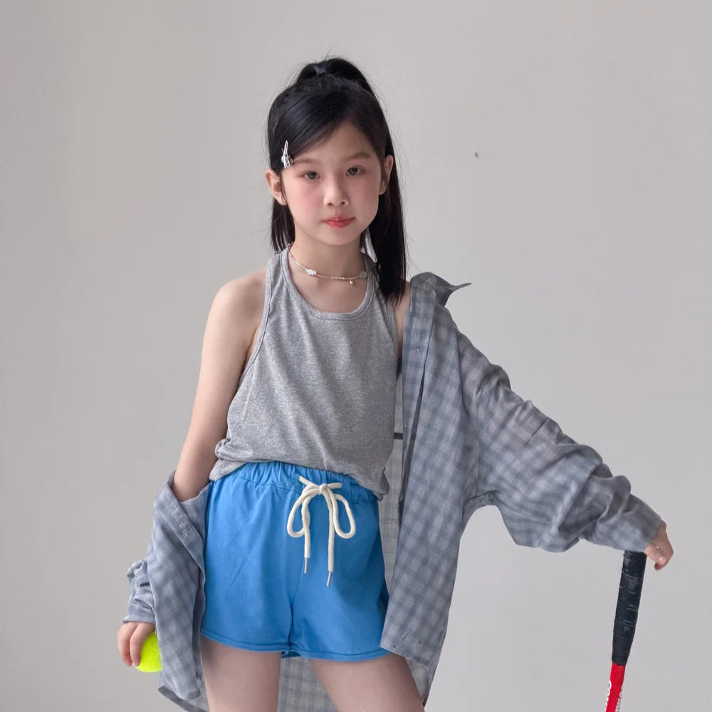 【100-1600cm】純色掛脖休閒背心 | 運動短褲