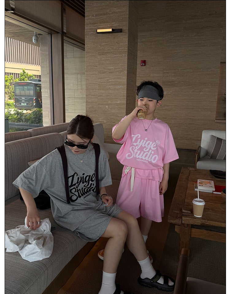 【100-160cm】【親子裝】字母休閒套裝