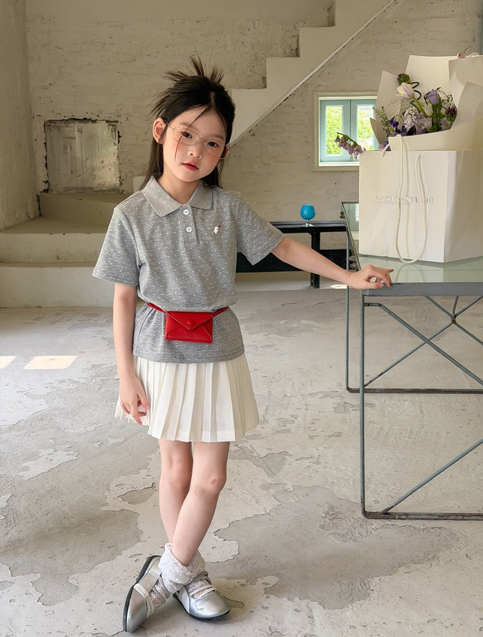 【100-170cm】學院風純色/波點翻領POLO衫