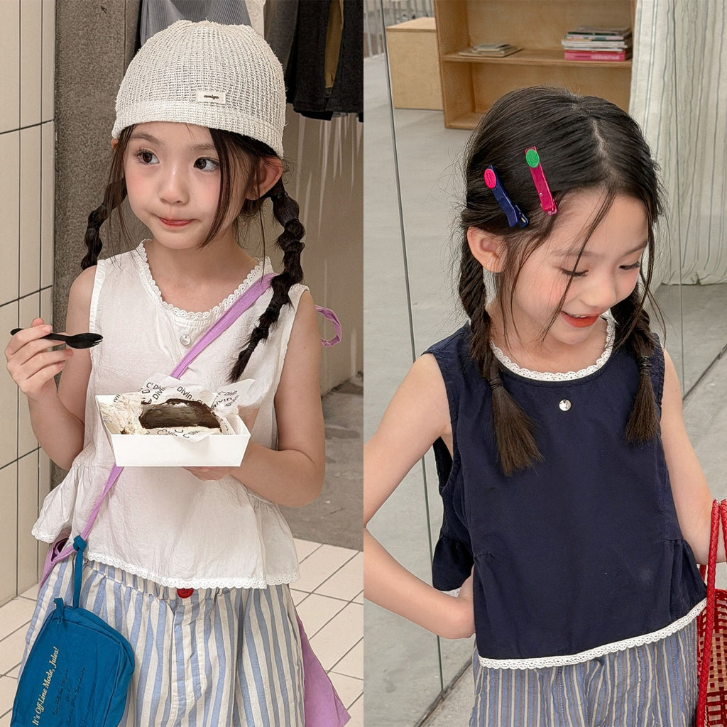 【80-130cm】韓版蕾絲滾邊背心