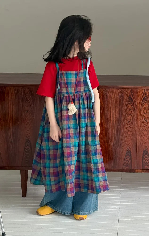 【現貨-150cm | 90-150cm】韓版格紋彩色背心裙