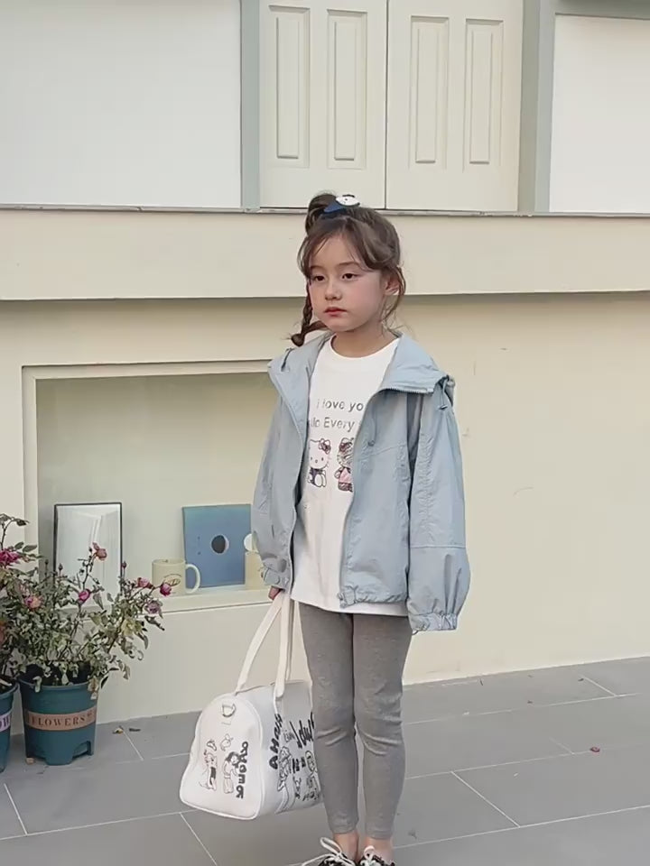 【現貨 140cm】純色連帽防曬輕薄拉鍊外套